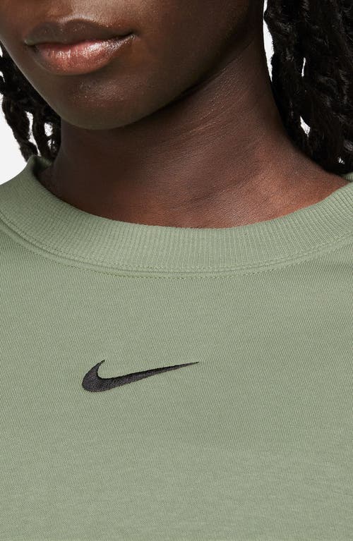 Shop Nike Phoenix Fleece Crewneck Sweatshirt In Oil Green/black