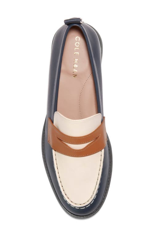Cole Haan Stassi Leather Penny Loafer In Navy/ivy/p