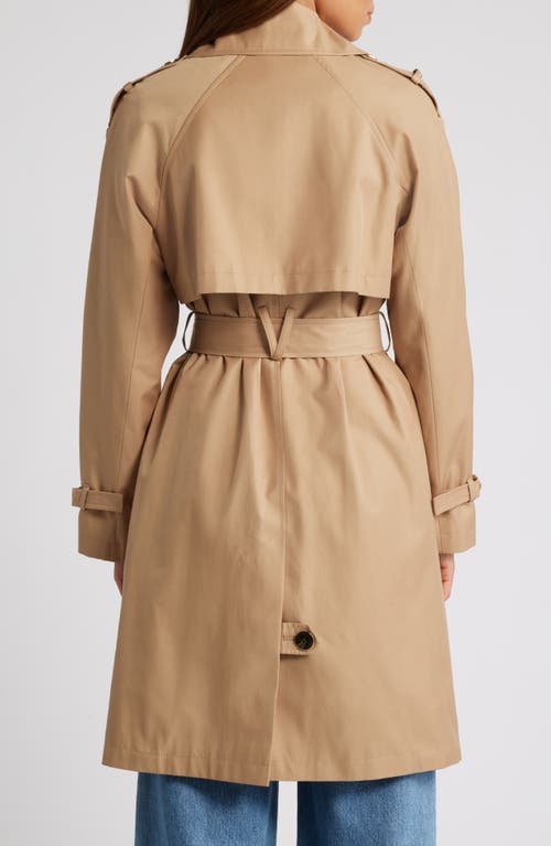 Shop Via Spiga Water Resistant Cotton Blend Trench Coat In Camel