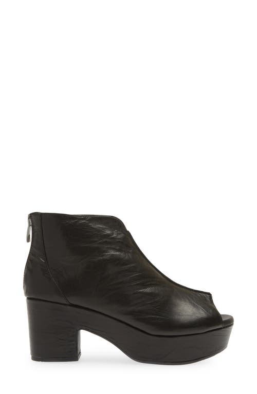 Chocolat Blu Gion Peep Toe Platform Bootie In Black Leather