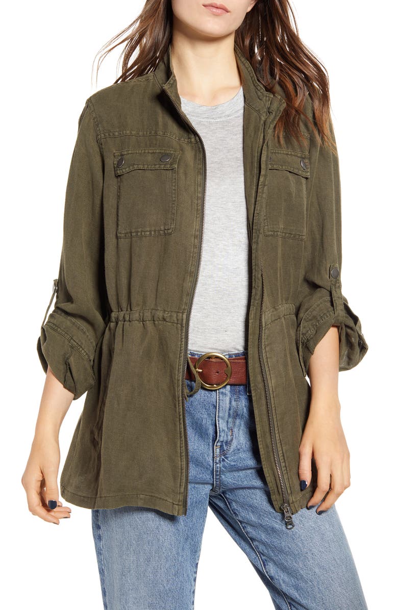TREASURE & BOND Linen Blend Field Jacket, Main, color, OLIVE SARMA