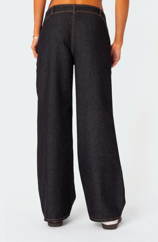 Edikted Western Straight Leg Jeans In Dark-blue