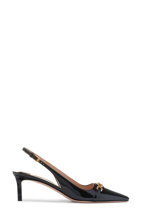 Tom Ford Black Slingback Pumps With T Logo Detail In Patent Leather Woman In Black