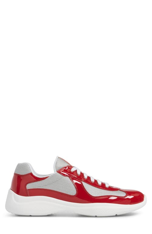 Shop Prada America's Cup Sneaker In Rosso/argento