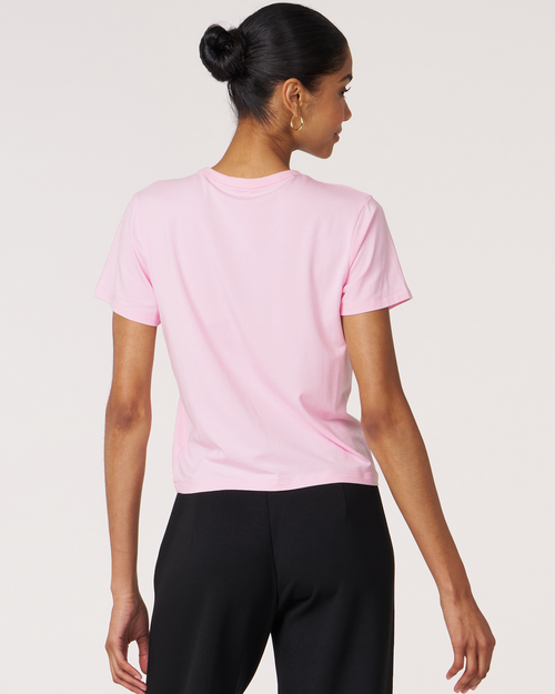 Shop Rebody Active Rebody Essentials Short Sleeve Crop Tee In Pink