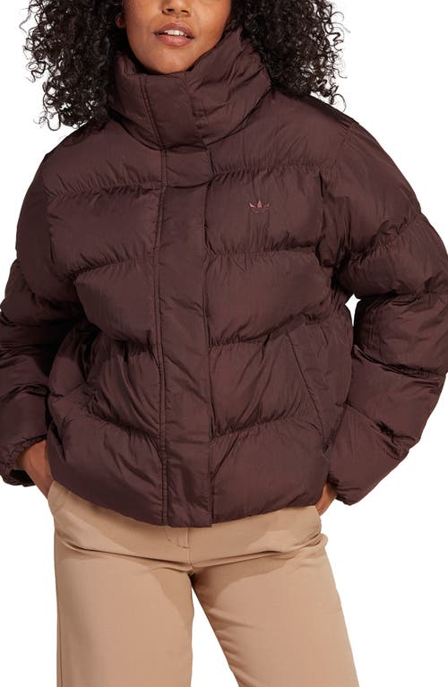 adidas Originals Crop Puffer Jacket Shadow Brown at Nordstrom,