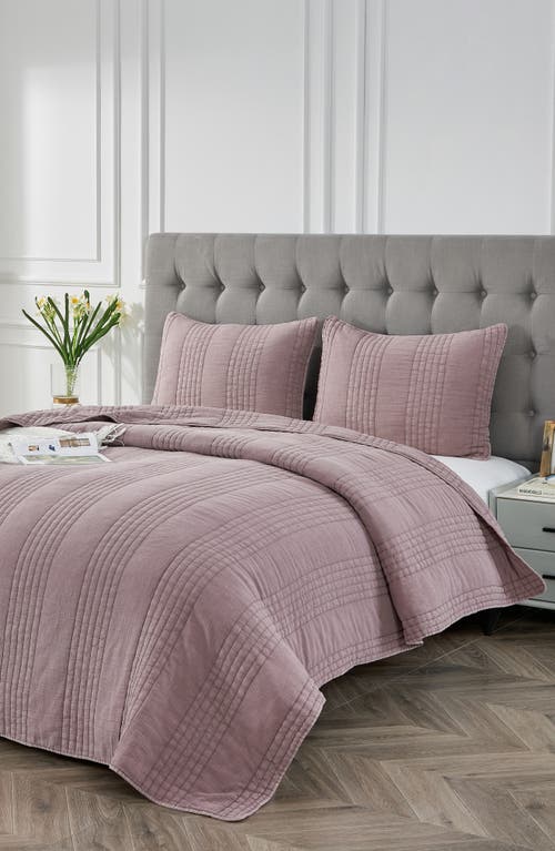Melange Home Stone Washed Quilt & Sham Set In Eggplant