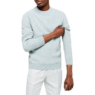 Topman Classic Fit Ribbed Mock Neck Sweater, Blue