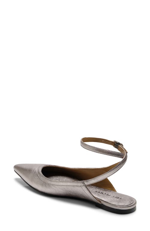 Free People Jules Pointy Toe Ankle Strap Leather Flat In Gunmetal