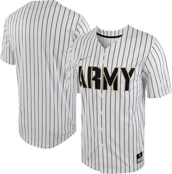 Men's Nike White/Black Army Black Knights Pinstripe Replica Full-Button Baseball Jersey