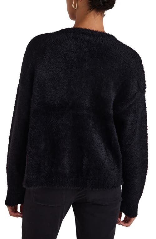 Bella Dahl Fuzzy Crewneck Cardigan In Black