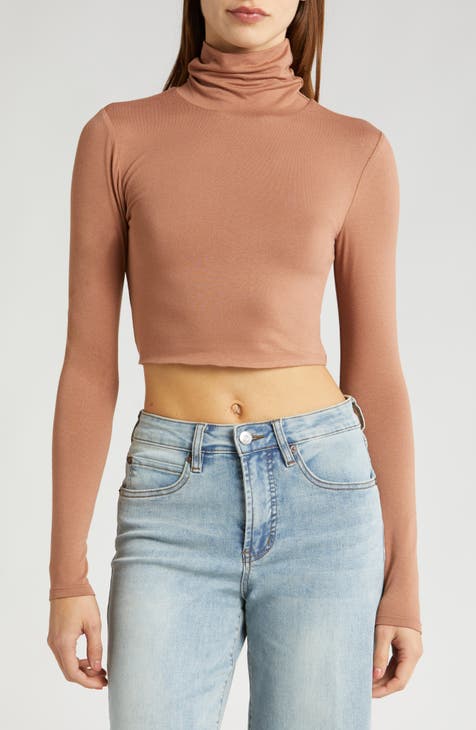 Naked Wardrobe Turtleneck Top in Brown Sugar at Nordstrom, Size