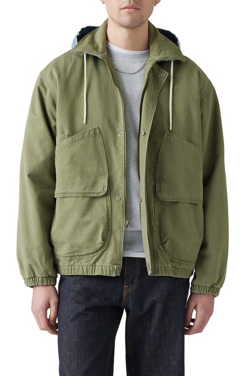 Shop Levi's Duboce Oversize Hooded Work Jacket In Found A Four Leaf Clover