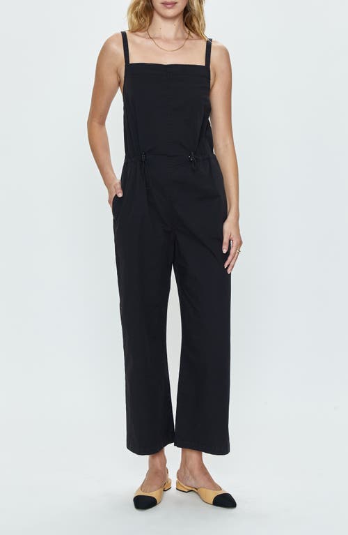 Adela Wide Leg Stretch Cotton Jumpsuit in Fade To Black