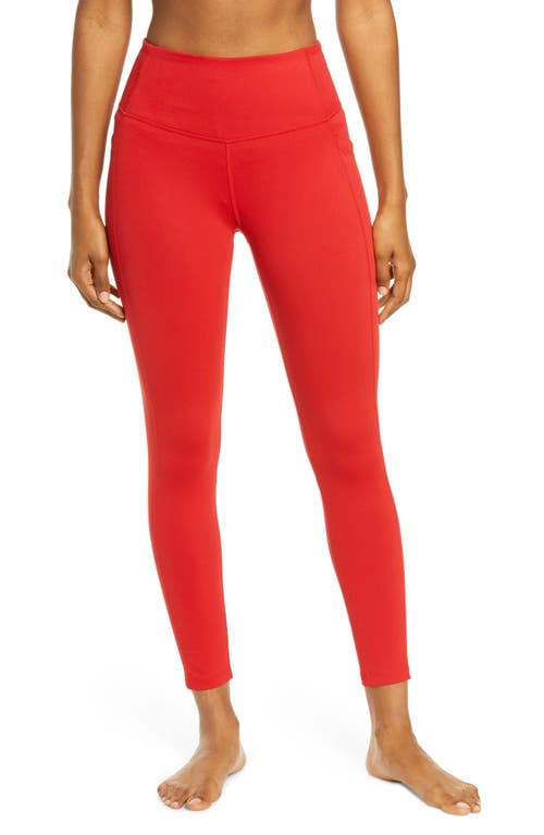 zella Live In High Waist Pocket 7/8 Leggings in Red Couture