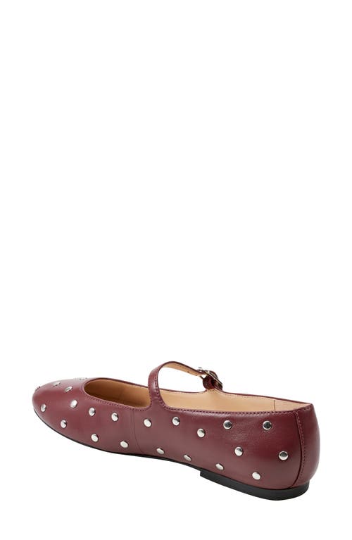 Shop Marc Fisher Ltd Elizza Studded Mary Jane Flat In Burgundy