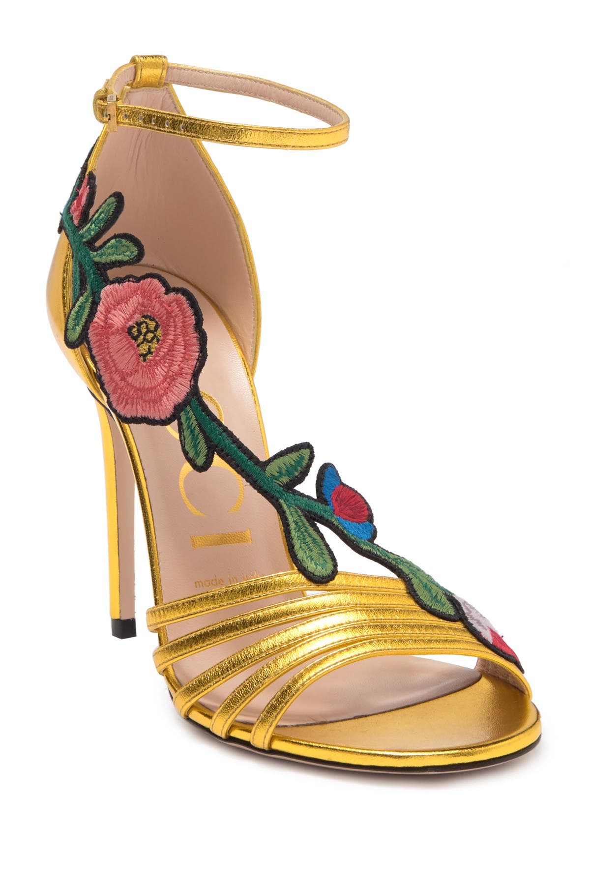 GUCCI | Ophelia Floral Metallic Leather 