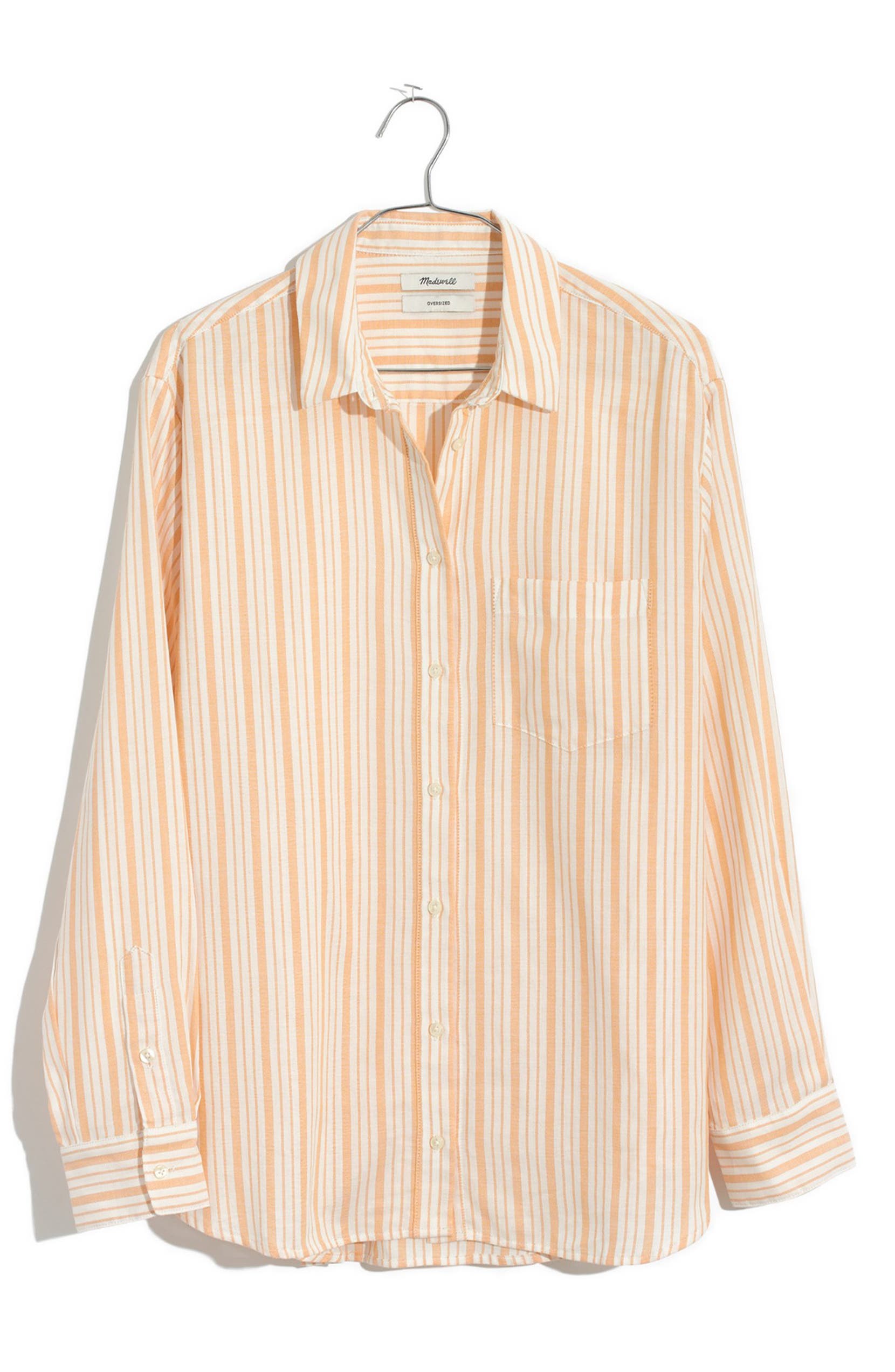 MADEWELL Oversize Ex-Boyfriend Shirt, Main, color, APRIL STRIPE POLLEN