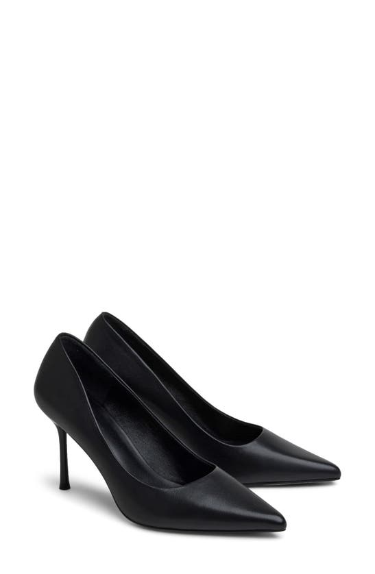 Shop 7 For All Mankind Leather Pointed Toe Pump In Black Leather