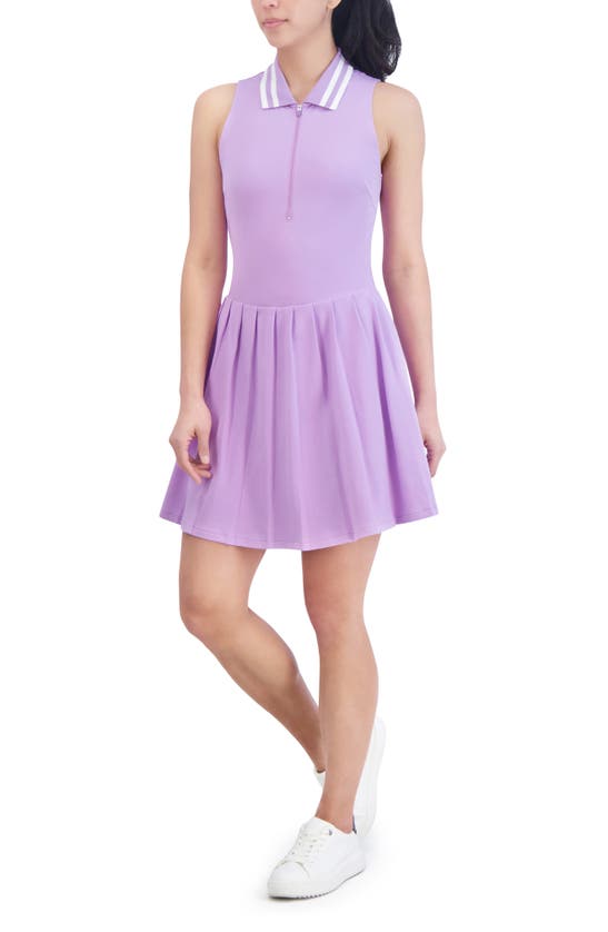 Shop Sage Collective Sage Collective Clubhouse Half Zip Polo Dress In Lilac