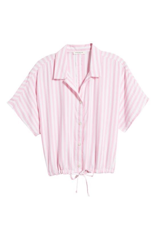 Beachlunchlounge Olive Stripe Tie Waist Top In Pink Flamingo