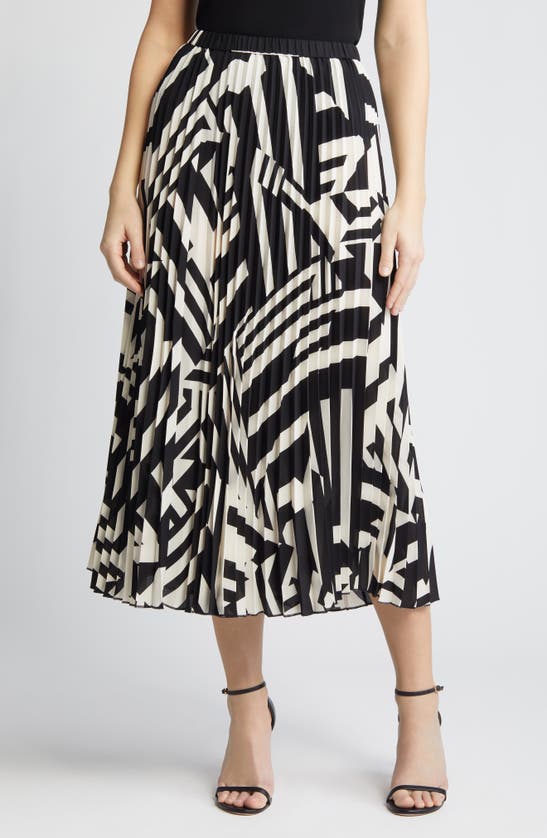 ANNE KLEIN PLEATED ABSTRACT PRINT SKIRT