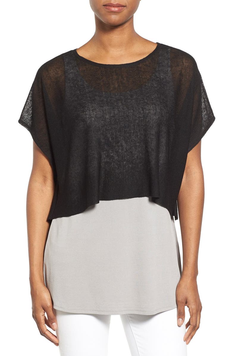 Eileen Fisher Bateau Neck Crop Poncho Top | Nordstrom