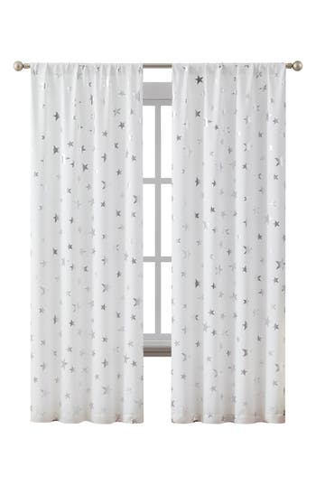 Shop Vcny Home Set Of 2 Jacob Star Foil Panel Darkening Curtain Panels In White/silver