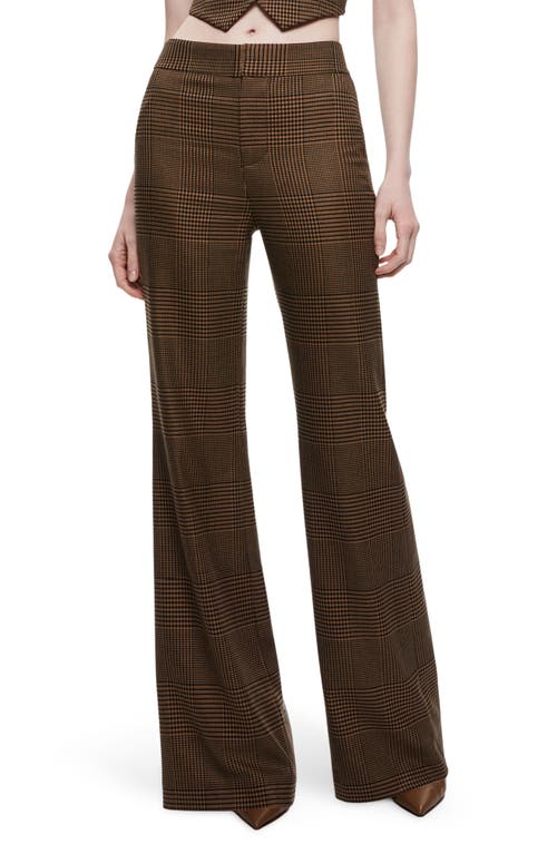 Alice + Olivia Deanna Glen Plaid Bootcut Pants in Camel/Black