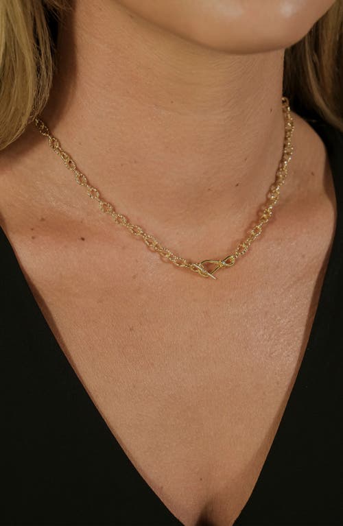Sterling Forever Scottie Textured Chain Toggle Necklace In Gold