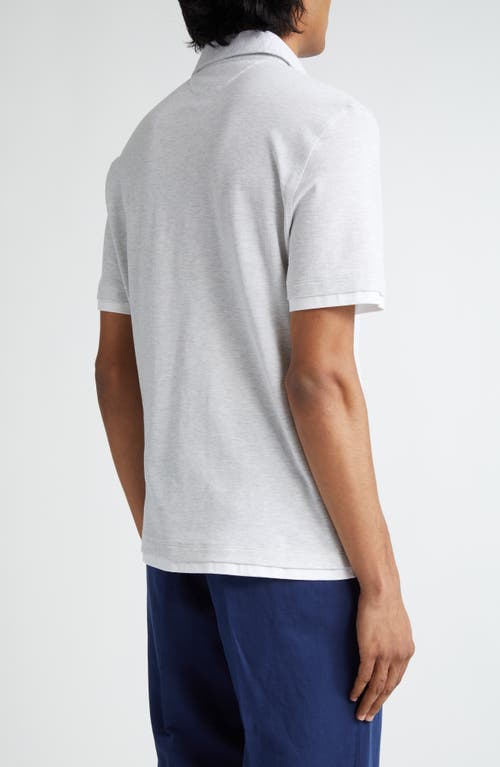 Shop Brunello Cucinelli Cotton Piqué Polo In Perla/bianco