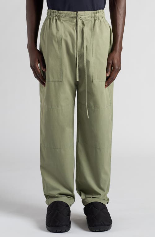 Shop Bottega Veneta Lightweight Cotton Twill Drawstring Waist Pants In 3025 Juniper