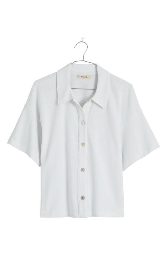 Madewell Relaxed Button-up Polo Shirt In Eyelet White