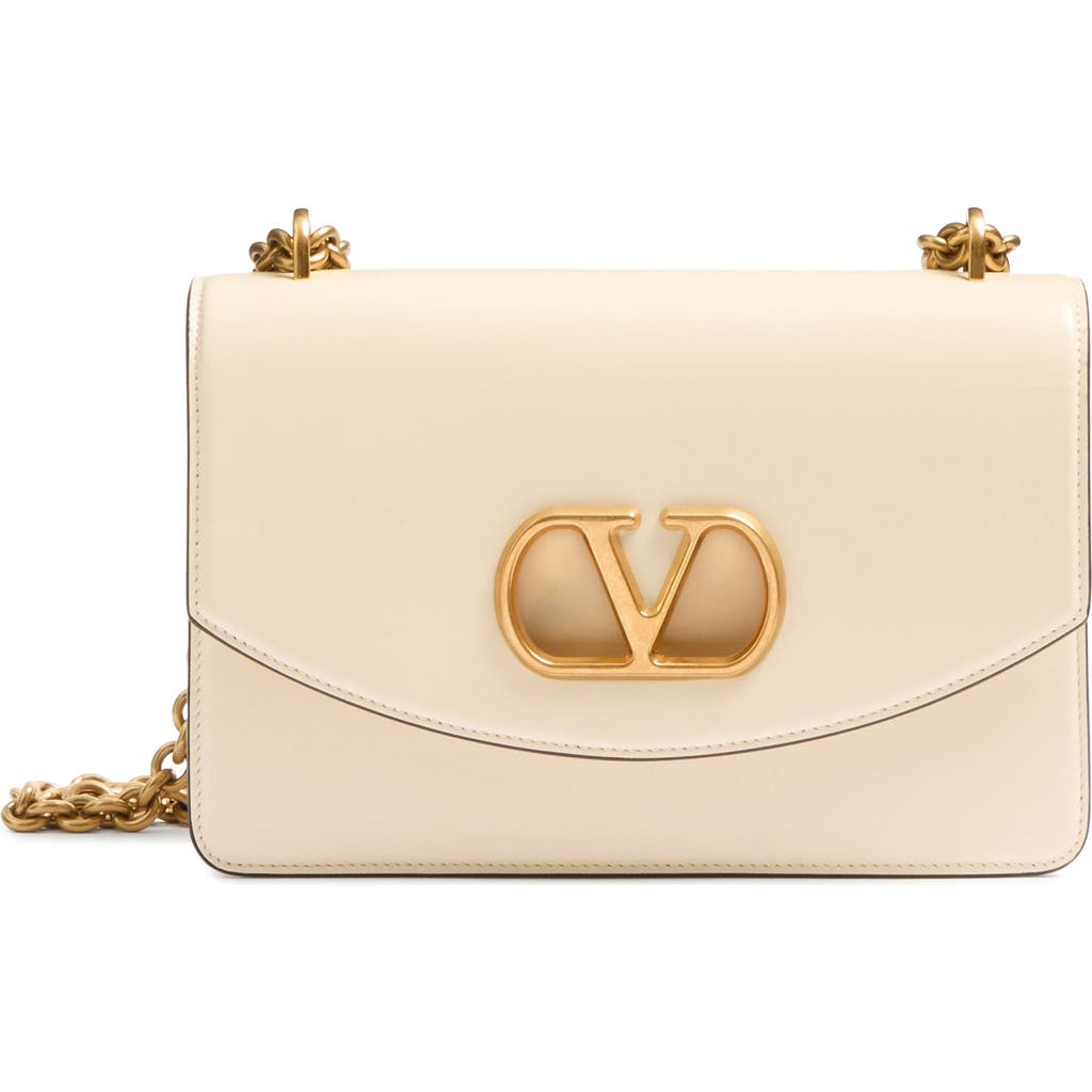 Valentino White Vain Shoulder Bag In Butter