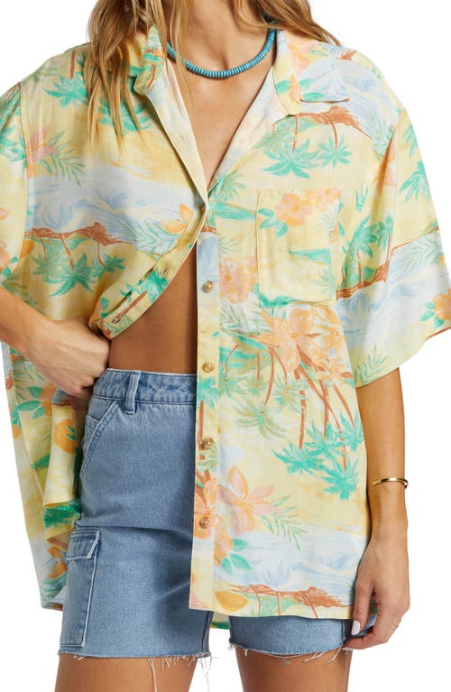 Shop Billabong On Vacation Oversize Floral Button-up Shirt In Multi