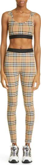 Check Stretch Jersey Leggings in Archive beige - Burberry