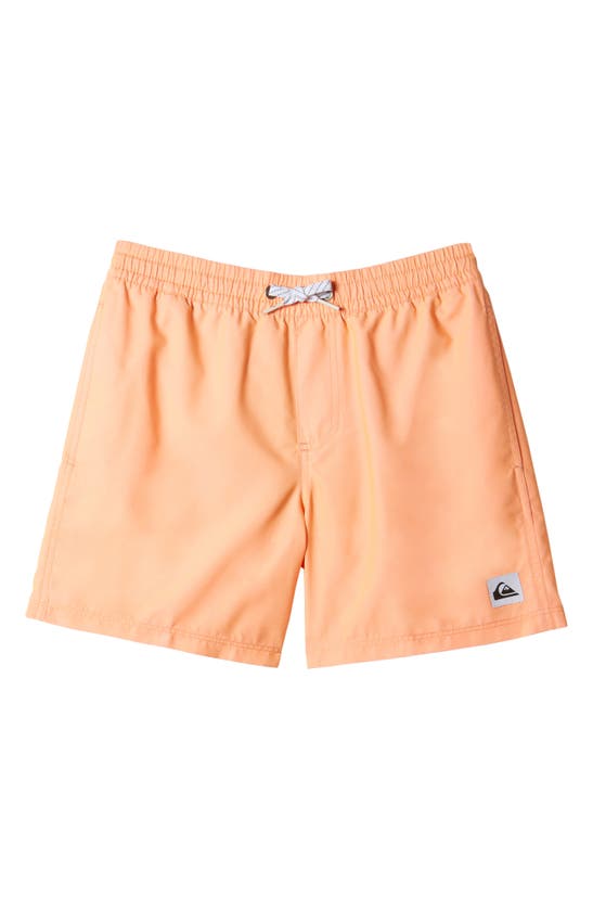 Shop Quiksilver Everyday Solid Volley 14 Swim Trunks In Papaya Punch