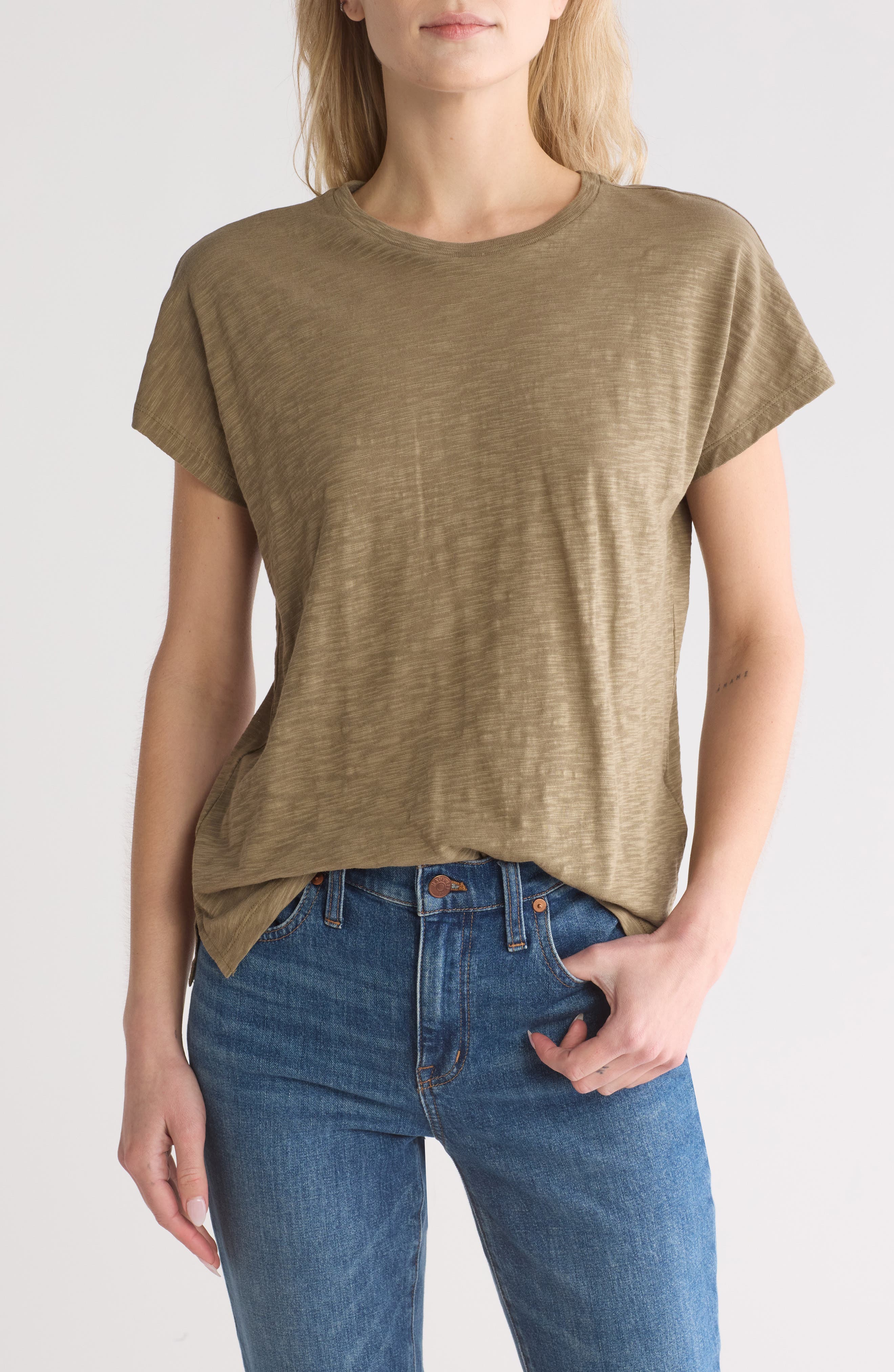slub knit tee shirt
