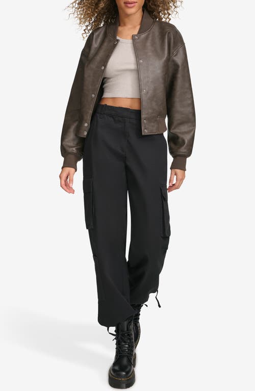 Shop Levi's Relaxed Faux Leather Bomber Jacket In Ash