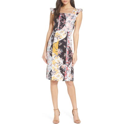 Sam Edelman Floral Print Scuba Sheath Dress, Ivory
