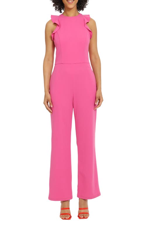 Maggy London Sleeveless Ruffle Jumpsuit in Phlox Pink