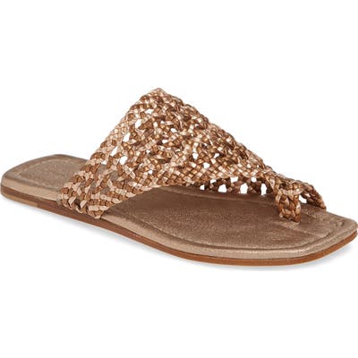 Agl Asymmetrical Woven Toe Loop Sandal, Brown