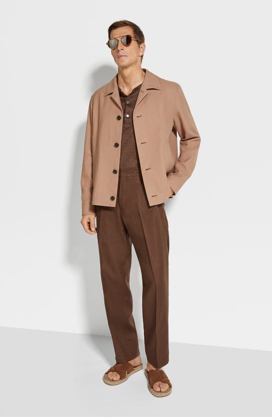 Shop Zegna Oasi Linen Drawstring Trousers In Ferruggine