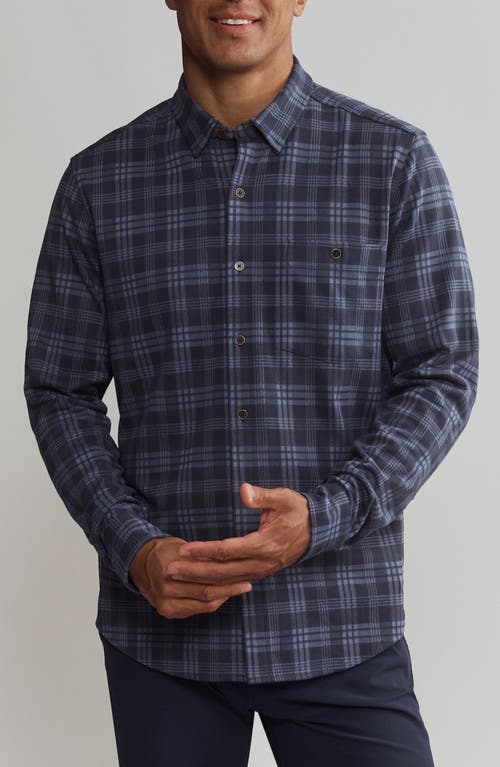 Shop Rhone Hardy Plaid Stretch Flannel Button-up Shirt In Vintage Indigo Plaid