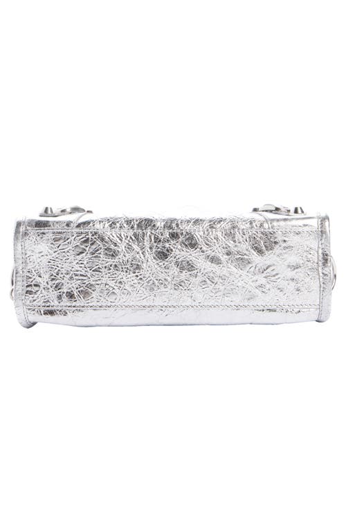Balenciaga Mini Le City Metallic Lambskin Leather Handbag In 8122 Silver