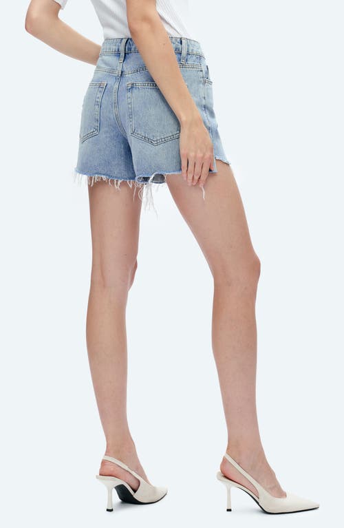 Shop Bayeas Kelly High Waist Cutoff Denim Shorts In Baby Blue