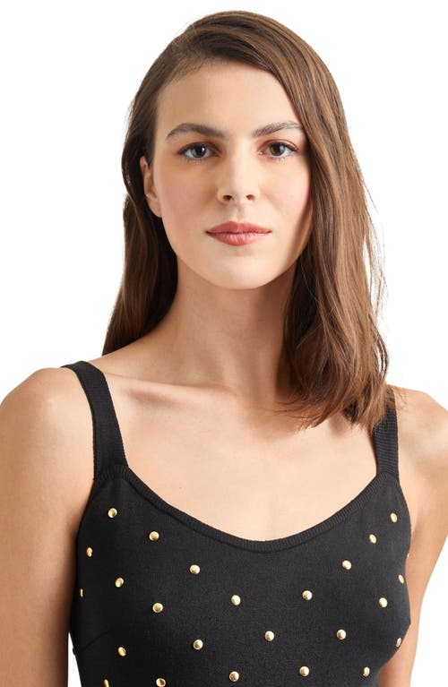 Misook Modern Fit Gold Stud Midi Soft Knit Tank Dress In Black