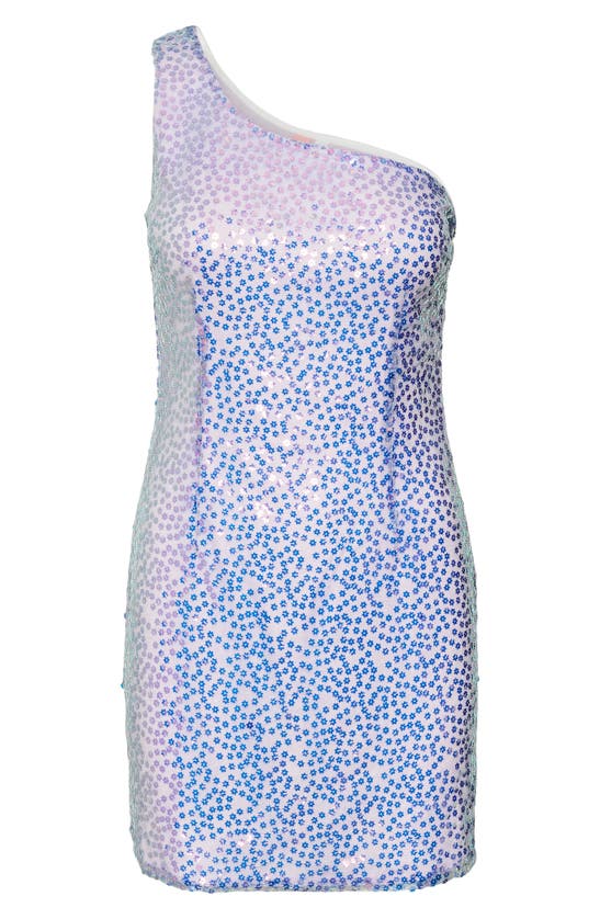 Something New Valentina Sequin One-shoulder Minidress In Lilac Snow Detail Sequin