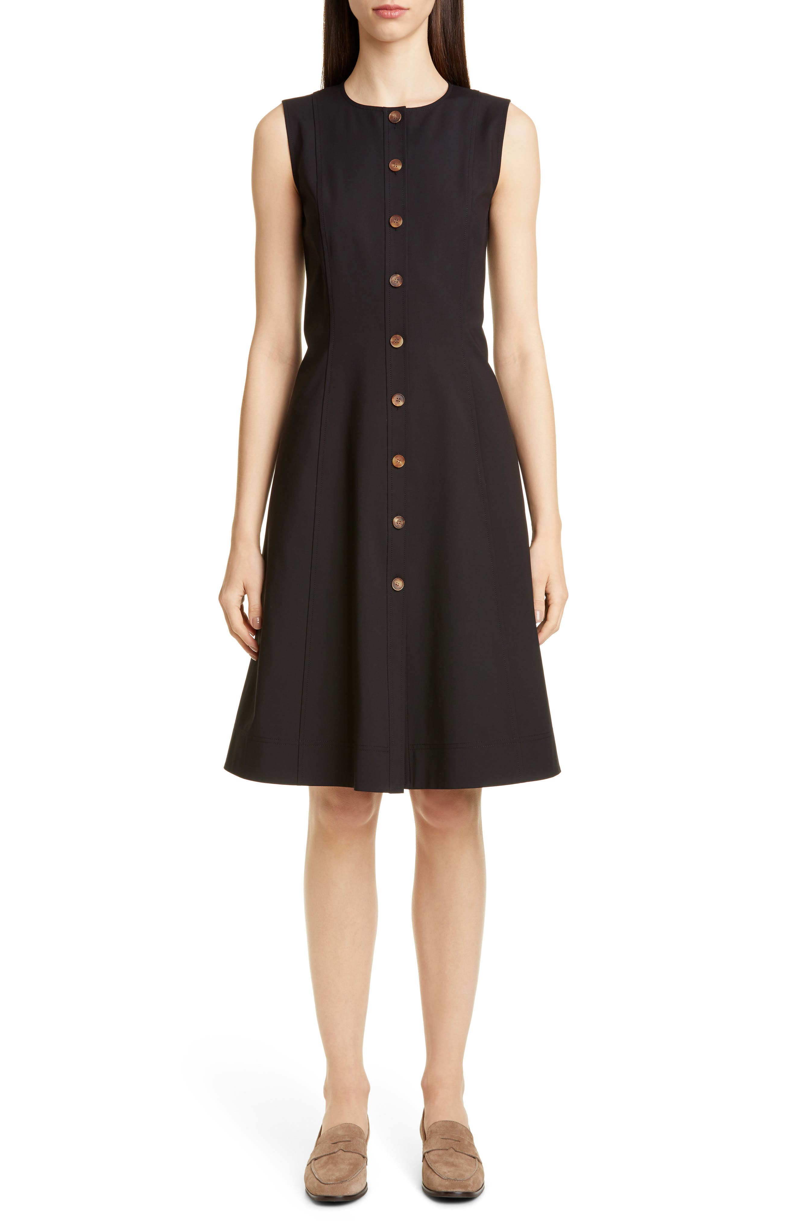 Lafayette 148 New York Fahey Sleeveless A-Line Dress, Black