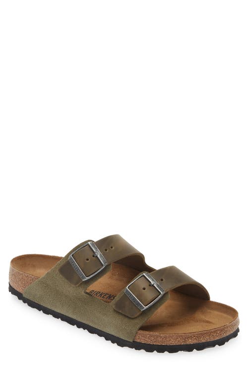 Shop Birkenstock Arizona Soft Slide Sandal In Thyme